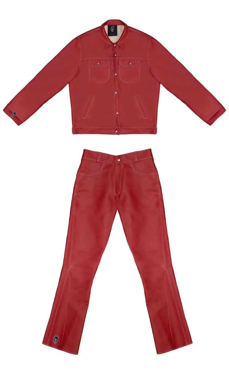 LEATHER SUIT - CHERRY RED - MALE