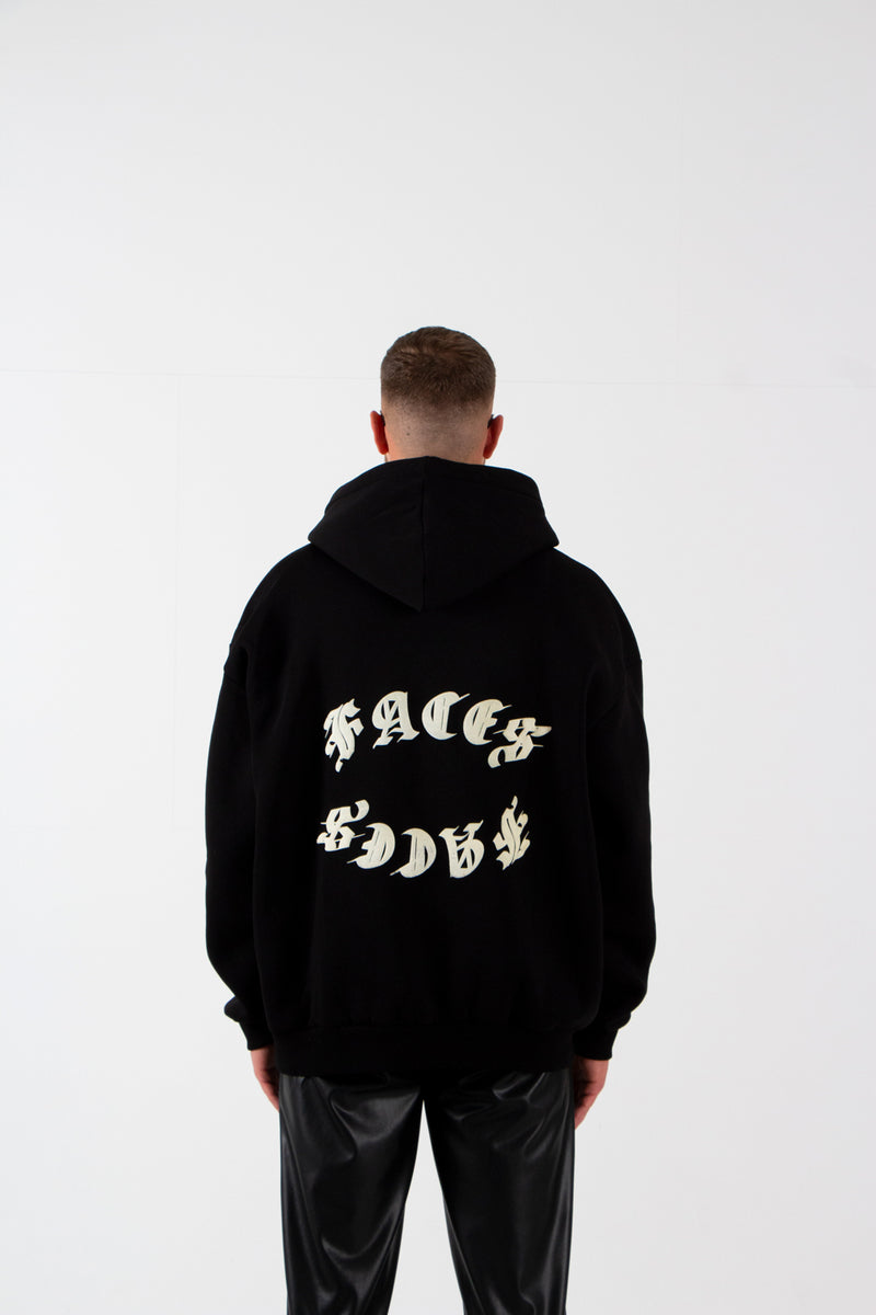 FACES HEAVY OVERSIZED HOODIE - BACKPRINT/BLACK