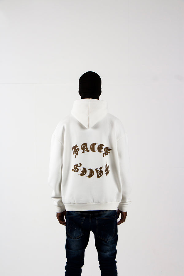 FACES HEAVY OVERSIZED HOODIE - BACKPRINT/WHITE